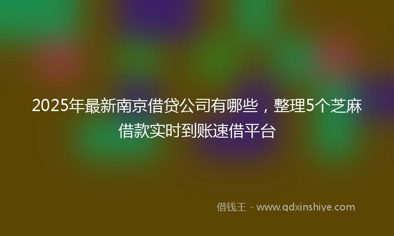2025年最新南京借贷公司有哪些，整理5个芝麻借款实时到账速借平台