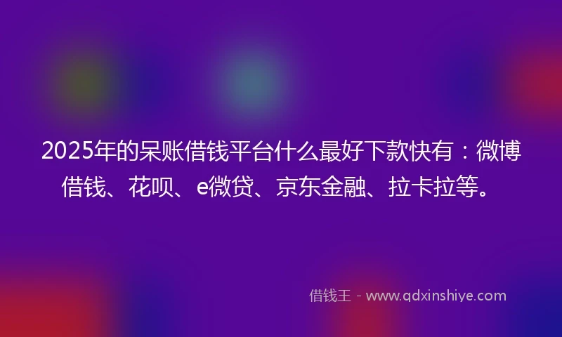2025年的呆账借钱平台什么最好下款快有：微博借钱、花呗、e微贷、京东金融、拉卡拉等。