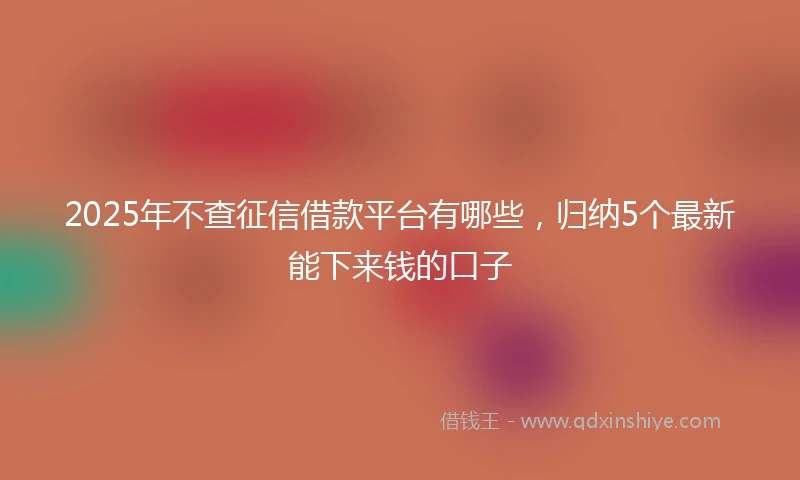 2025年不查征信借款平台有哪些，归纳5个最新能下来钱的口子