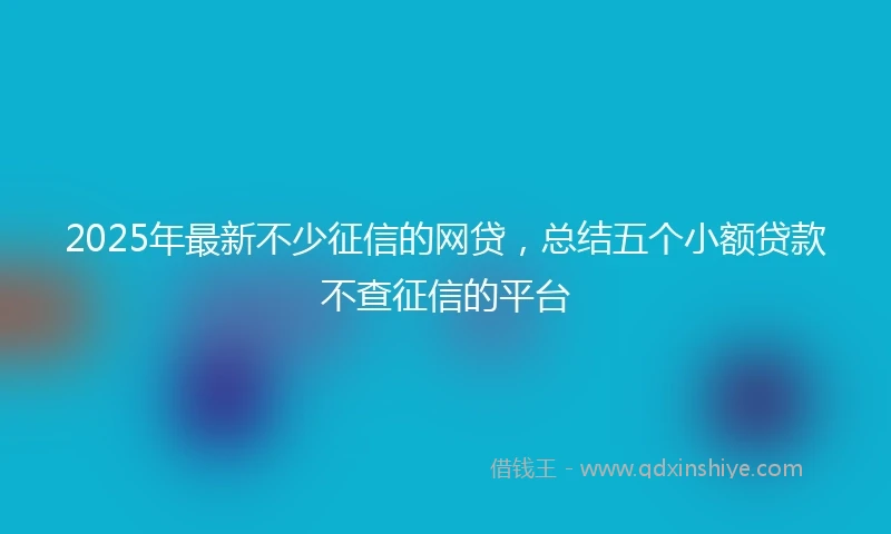 2025年最新不少征信的网贷，总结五个小额贷款不查征信的平台