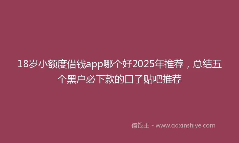 18岁小额度借钱app哪个好2025年推荐，总结五个黑户必下款的口子贴吧推荐