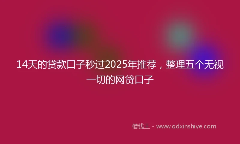 14天的贷款口子秒过2025年推荐，整理五个无视一切的网贷口子