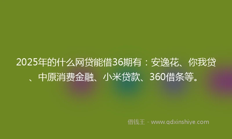 2025年的什么网贷能借36期有：安逸花、你我贷、中原消费金融、小米贷款、360借条等。