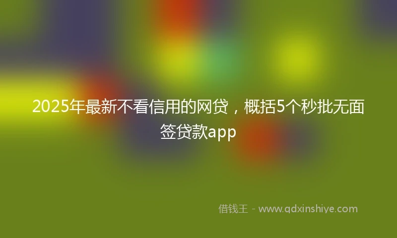 2025年最新不看信用的网贷，概括5个秒批无面签贷款app