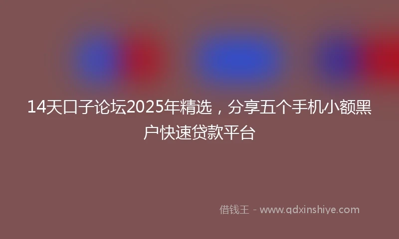 14天口子论坛2025年精选，分享五个手机小额黑户快速贷款平台