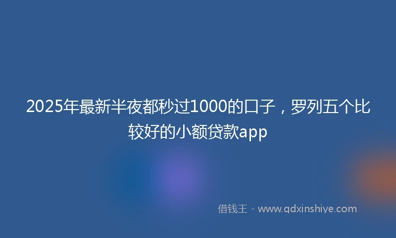 2025年最新半夜都秒过1000的口子，罗列五个比较好的小额贷款app