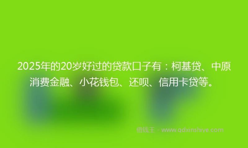 2025年的20岁好过的贷款口子有：柯基贷、中原消费金融、小花钱包、还呗、信用卡贷等。