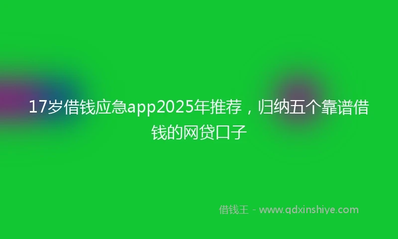 17岁借钱应急app2025年推荐，归纳五个靠谱借钱的网贷口子