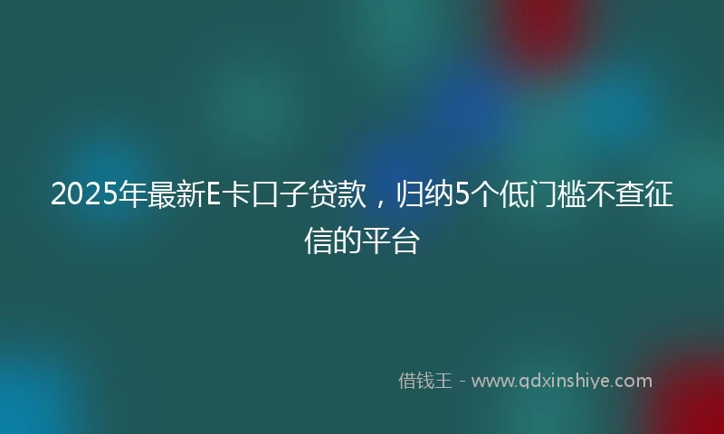 2025年最新E卡口子贷款，归纳5个低门槛不查征信的平台