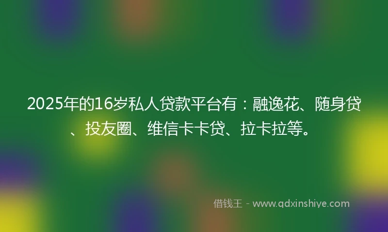 2025年的16岁私人贷款平台有：融逸花、随身贷、投友圈、维信卡卡贷、拉卡拉等。