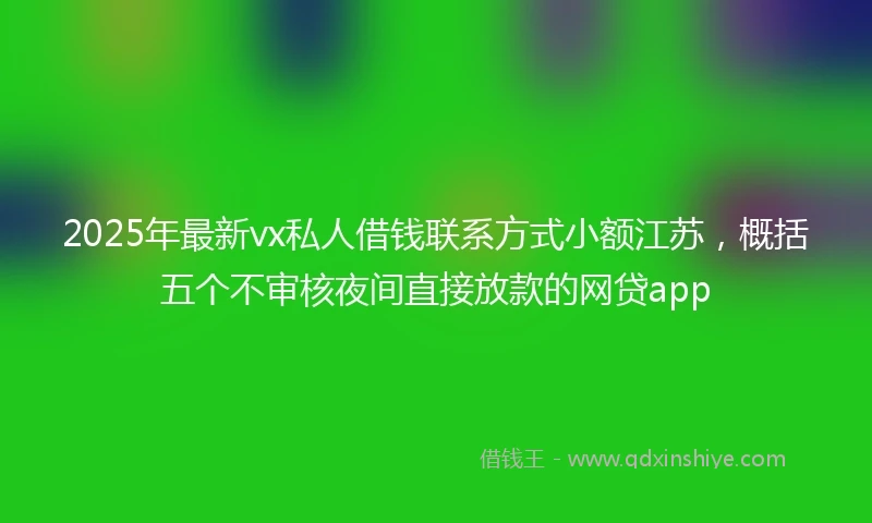 2025年最新vx私人借钱联系方式小额江苏，概括五个不审核夜间直接放款的网贷app