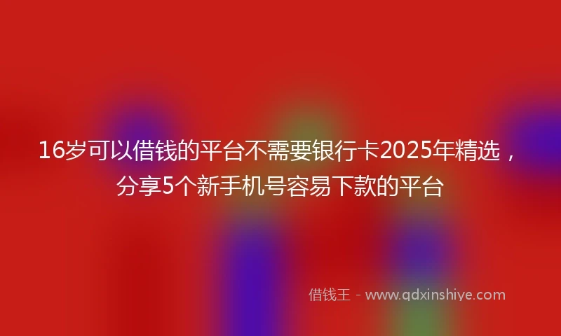 16岁可以借钱的平台不需要银行卡2025年精选，分享5个新手机号容易下款的平台