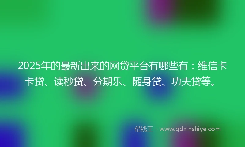 2025年的最新出来的网贷平台有哪些有：维信卡卡贷、读秒贷、分期乐、随身贷、功夫贷等。