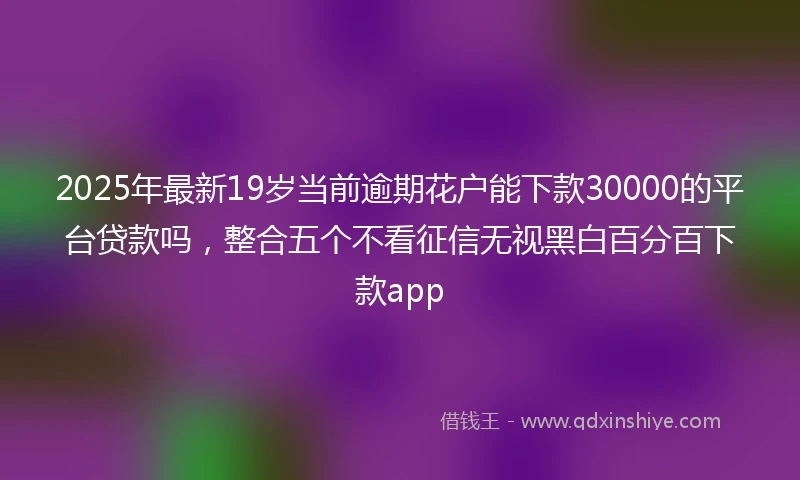2025年最新19岁当前逾期花户能下款30000的平台贷款吗，整合五个不看征信无视黑白百分百下款app