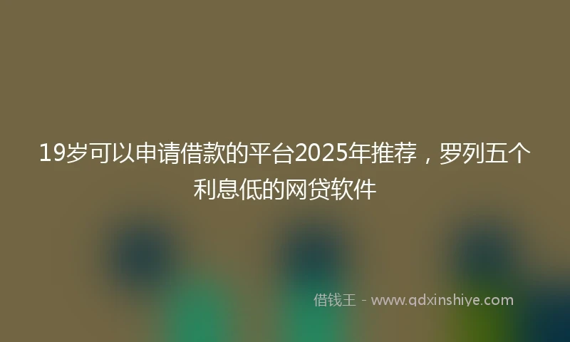 19岁可以申请借款的平台2025年推荐，罗列五个利息低的网贷软件