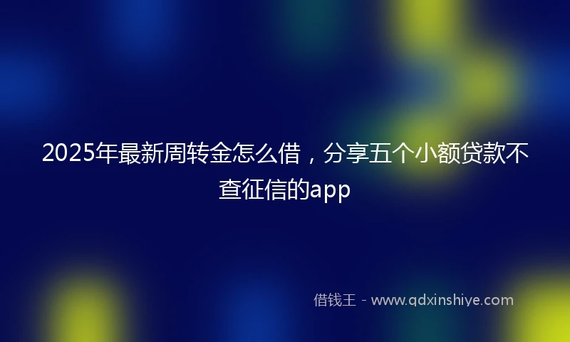 2025年最新周转金怎么借，分享五个小额贷款不查征信的app