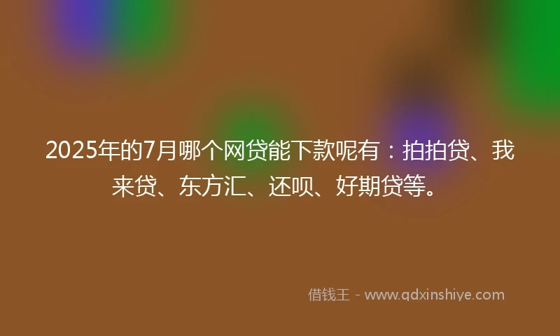 2025年的7月哪个网贷能下款呢有：拍拍贷、我来贷、东方汇、还呗、好期贷等。
