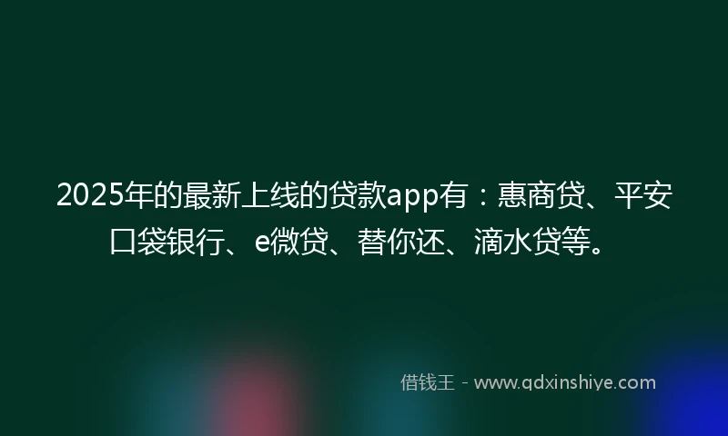 2025年的最新上线的贷款app有：惠商贷、平安口袋银行、e微贷、替你还、滴水贷等。