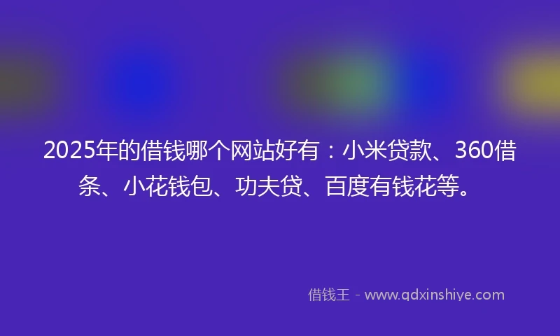 2025年的借钱哪个网站好有：小米贷款、360借条、小花钱包、功夫贷、百度有钱花等。