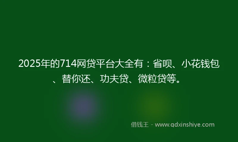 2025年的714网贷平台大全有：省呗、小花钱包、替你还、功夫贷、微粒贷等。