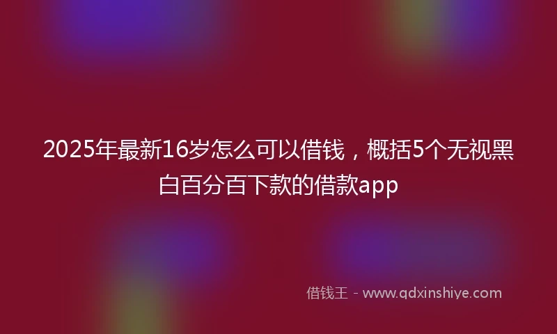 2025年最新16岁怎么可以借钱，概括5个无视黑白百分百下款的借款app