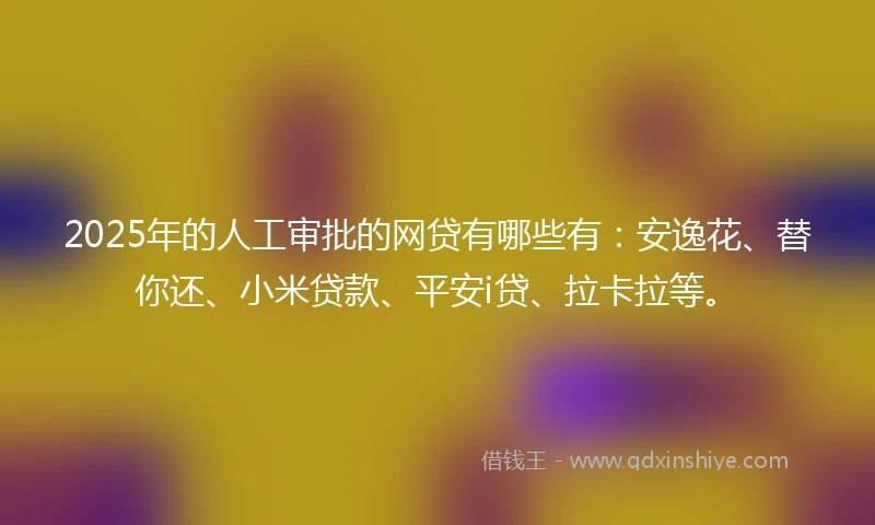 2025年的人工审批的网贷有哪些有：安逸花、替你还、小米贷款、平安i贷、拉卡拉等。