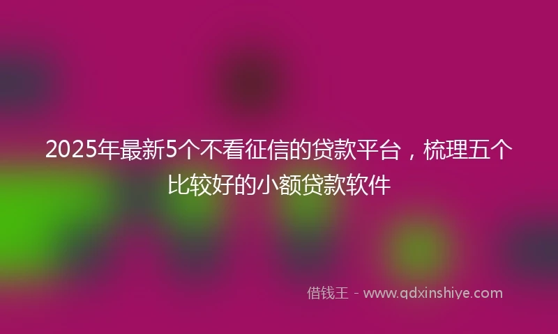 2025年最新5个不看征信的贷款平台，梳理五个比较好的小额贷款软件