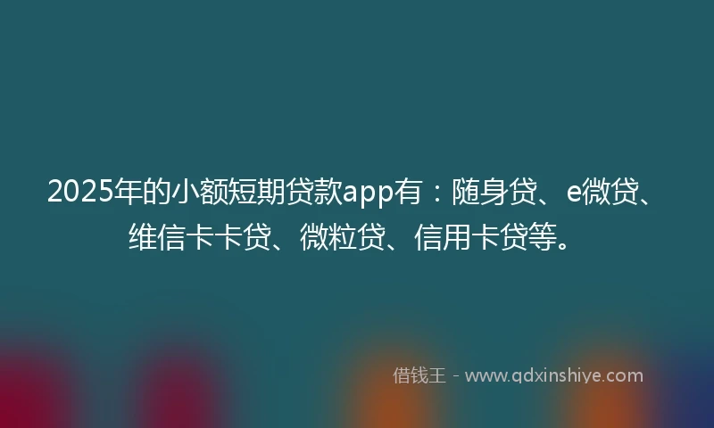 2025年的小额短期贷款app有：随身贷、e微贷、维信卡卡贷、微粒贷、信用卡贷等。