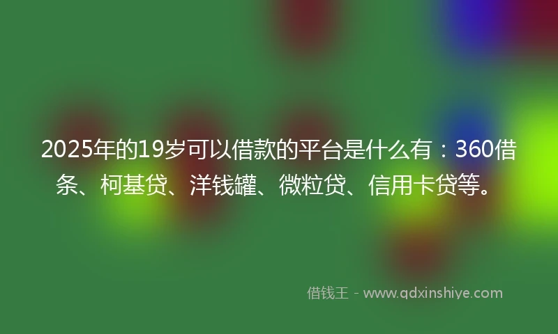 2025年的19岁可以借款的平台是什么有：360借条、柯基贷、洋钱罐、微粒贷、信用卡贷等。