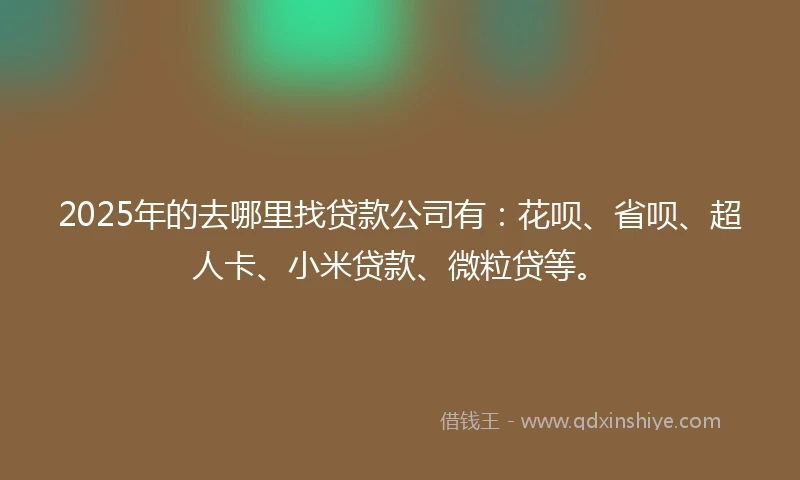2025年的去哪里找贷款公司有：花呗、省呗、超人卡、小米贷款、微粒贷等。