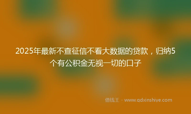 2025年最新不查征信不看大数据的贷款，归纳5个有公积金无视一切的口子