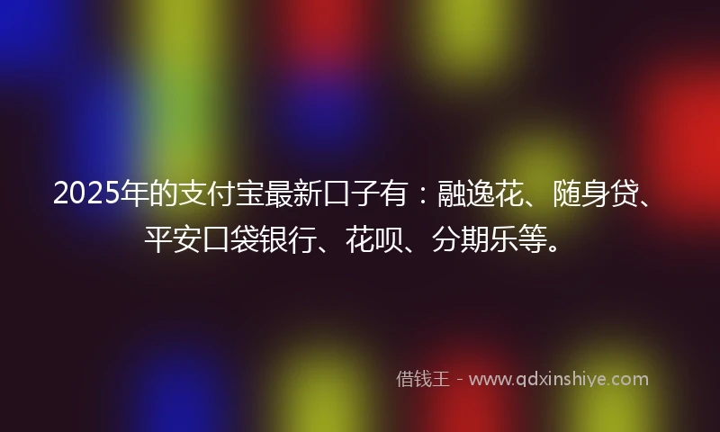 2025年的支付宝最新口子有：融逸花、随身贷、平安口袋银行、花呗、分期乐等。