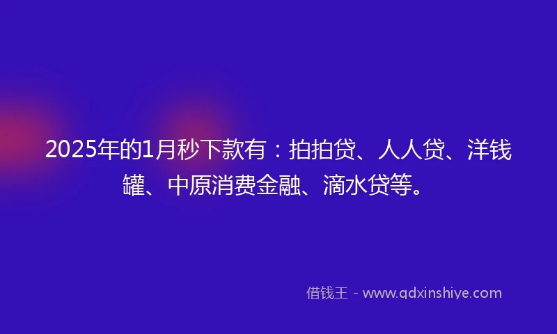 2025年的1月秒下款有：拍拍贷、人人贷、洋钱罐、中原消费金融、滴水贷等。