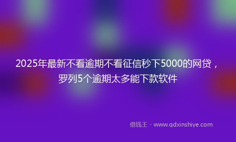 2025年最新不看逾期不看征信秒下5000的网贷，罗列5个逾期太多能下款软件