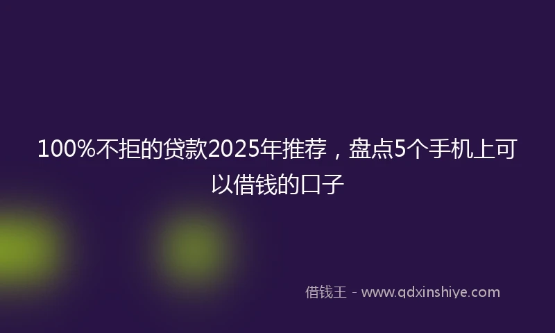 100%不拒的贷款2025年推荐，盘点5个手机上可以借钱的口子