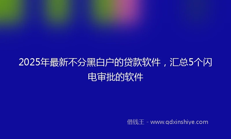 2025年最新不分黑白户的贷款软件，汇总5个闪电审批的软件