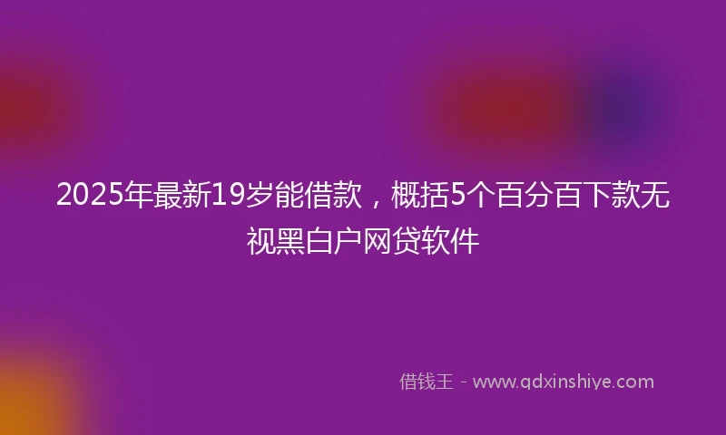 2025年最新19岁能借款，概括5个百分百下款无视黑白户网贷软件