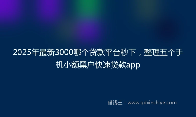 2025年最新3000哪个贷款平台秒下，整理五个手机小额黑户快速贷款app