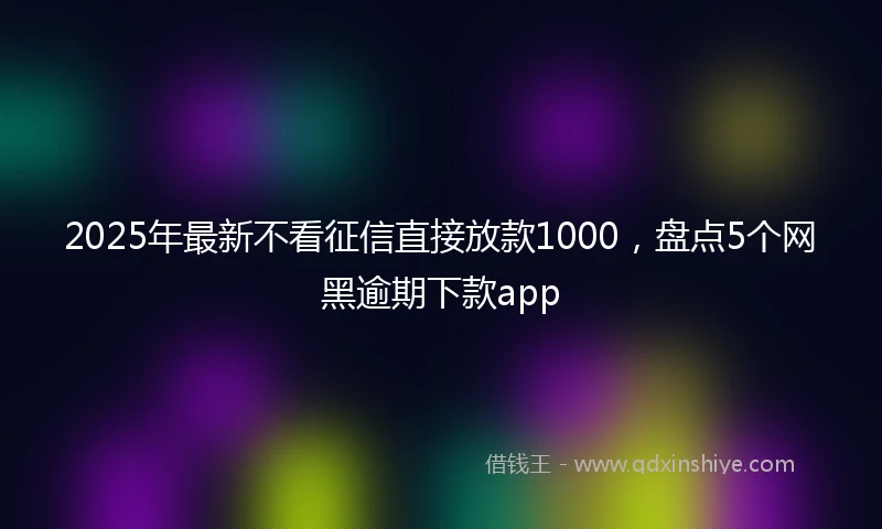 2025年最新不看征信直接放款1000，盘点5个网黑逾期下款app