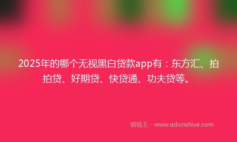 2025年的哪个无视黑白贷款app有：东方汇、拍拍贷、好期贷、快贷通、功夫贷等。