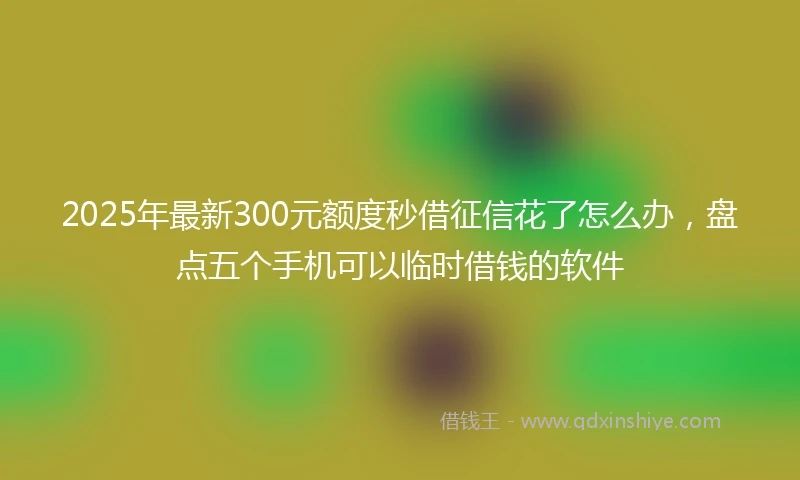 2025年最新300元额度秒借征信花了怎么办，盘点五个手机可以临时借钱的软件