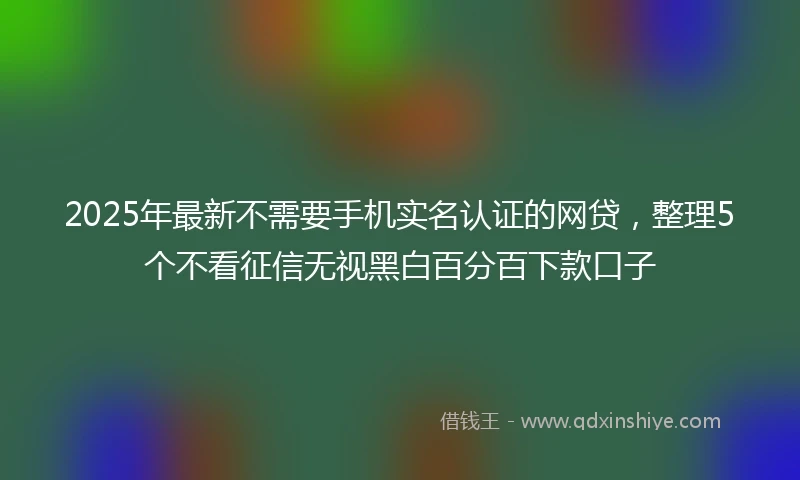 2025年最新不需要手机实名认证的网贷，整理5个不看征信无视黑白百分百下款口子