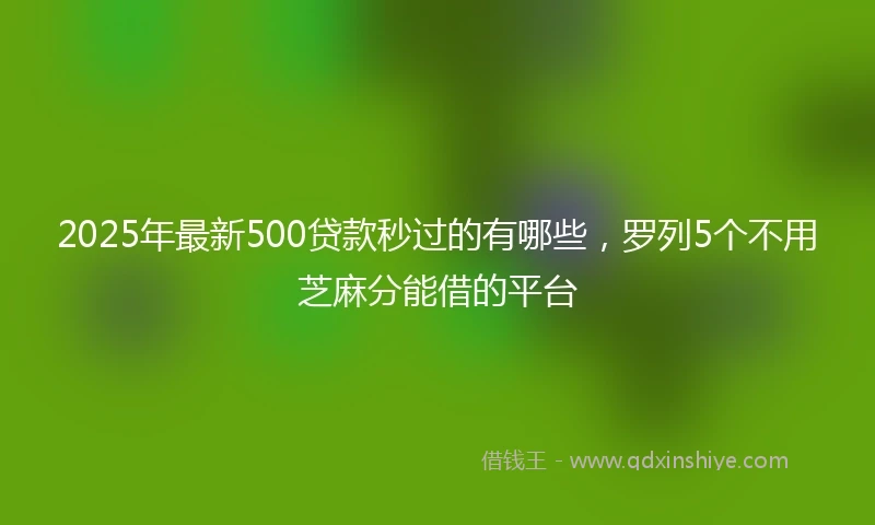 2025年最新500贷款秒过的有哪些，罗列5个不用芝麻分能借的平台