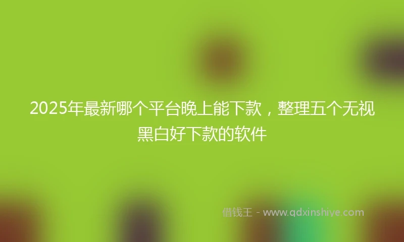 2025年最新哪个平台晚上能下款，整理五个无视黑白好下款的软件