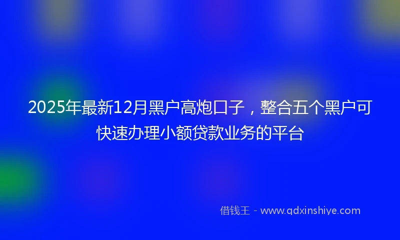 2025年最新12月黑户高炮口子，整合五个黑户可快速办理小额贷款业务的平台