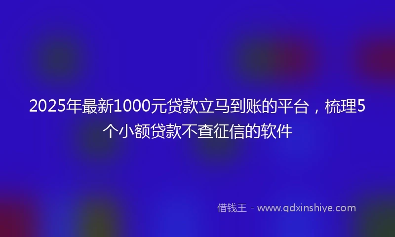 2025年最新1000元贷款立马到账的平台，梳理5个小额贷款不查征信的软件