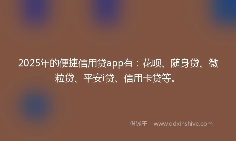 2025年的便捷信用贷app有：花呗、随身贷、微粒贷、平安i贷、信用卡贷等。