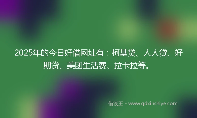 2025年的今日好借网址有：柯基贷、人人贷、好期贷、美团生活费、拉卡拉等。
