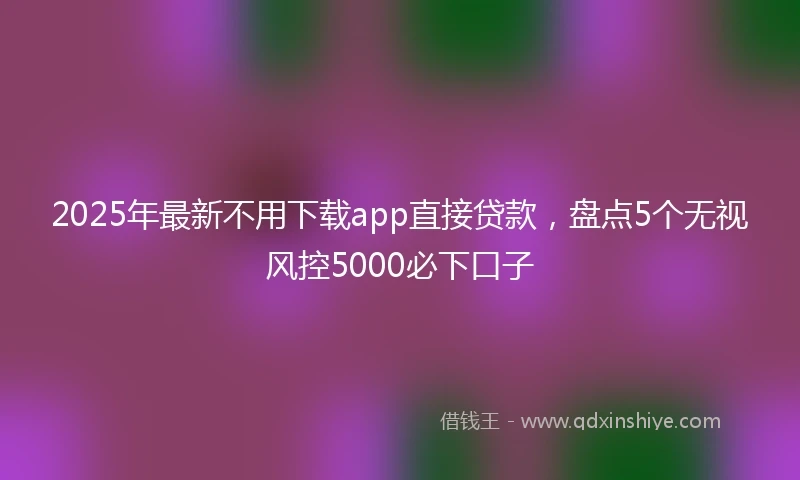 2025年最新不用下载app直接贷款，盘点5个无视风控5000必下口子