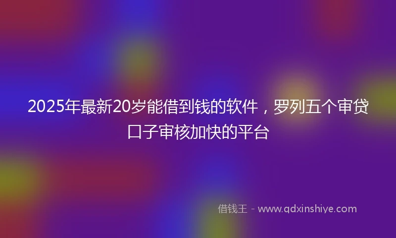 2025年最新20岁能借到钱的软件，罗列五个审贷口子审核加快的平台
